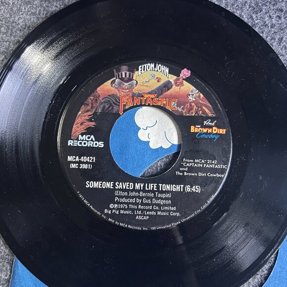 Lot of 2 Elton John 45 Vinyl Vintage Record 1970s Crocodile Rock Elderberry Wine - Picture 9 of 12